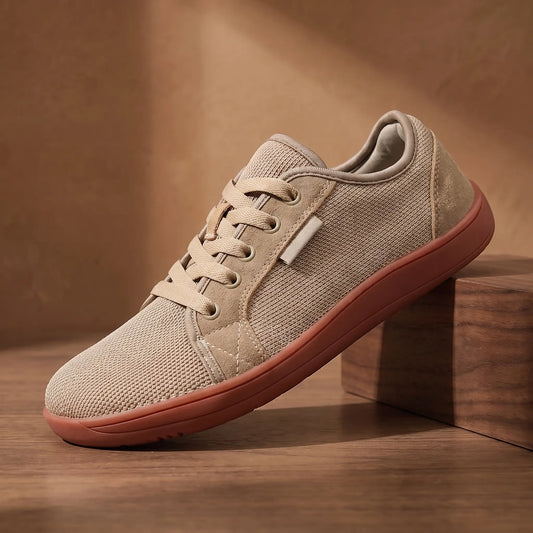 Natural stride sneakers in khaki with terracotta sole