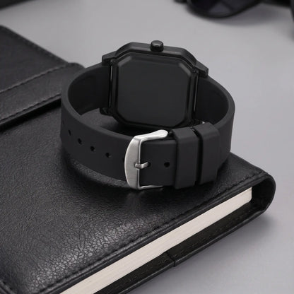 Case back and stainless steel buckle of the black octagon digital watch
