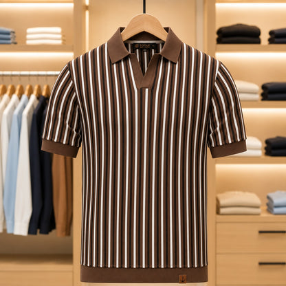 OPEN COLLAR STRIPE POLO