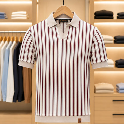 OPEN COLLAR STRIPE POLO