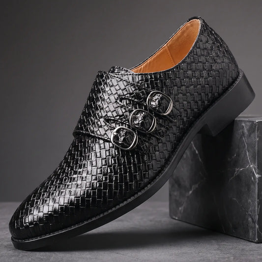 PATTERNED MONK STRAP SHOES