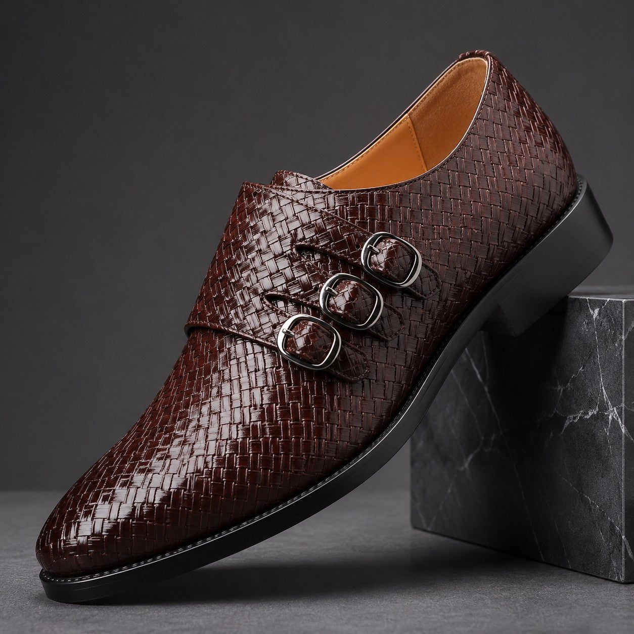 PATTERNED MONK STRAP SHOE