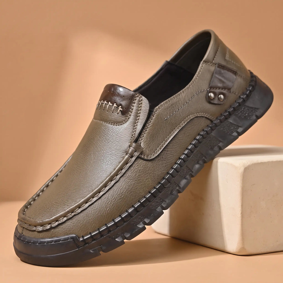 Pebble Moc Loafers in Khaki
