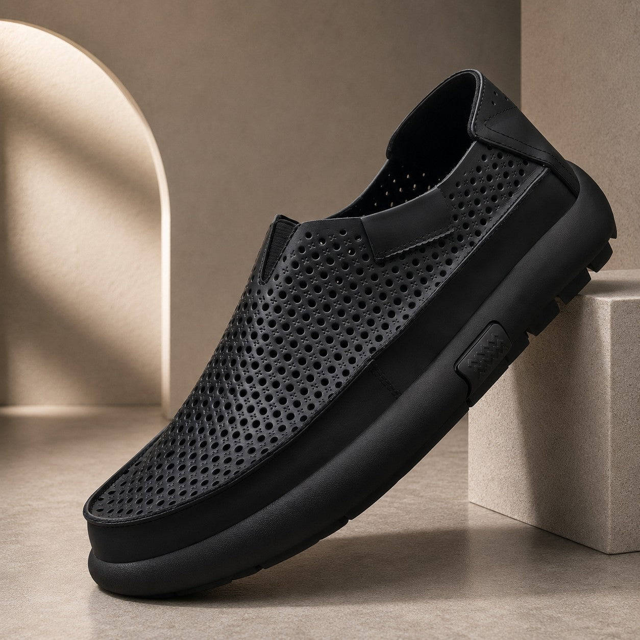 PERFORATED COWHIDE SLIP LOAFER