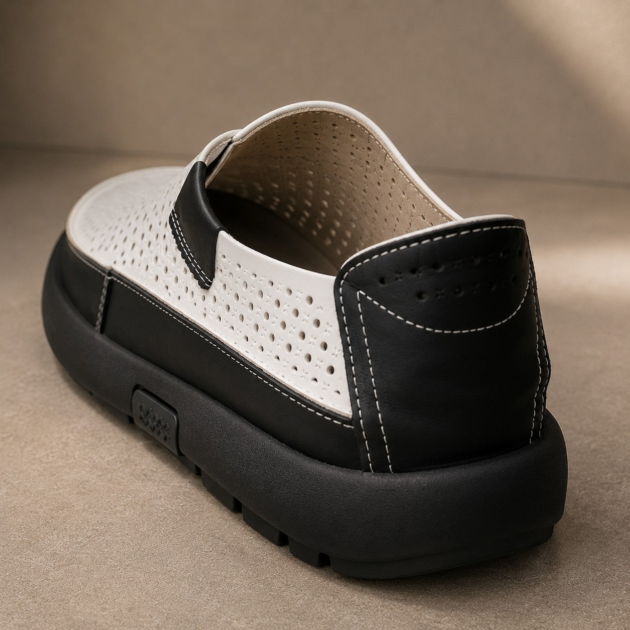 PERFORATED COWHIDE SLIP LOAFER