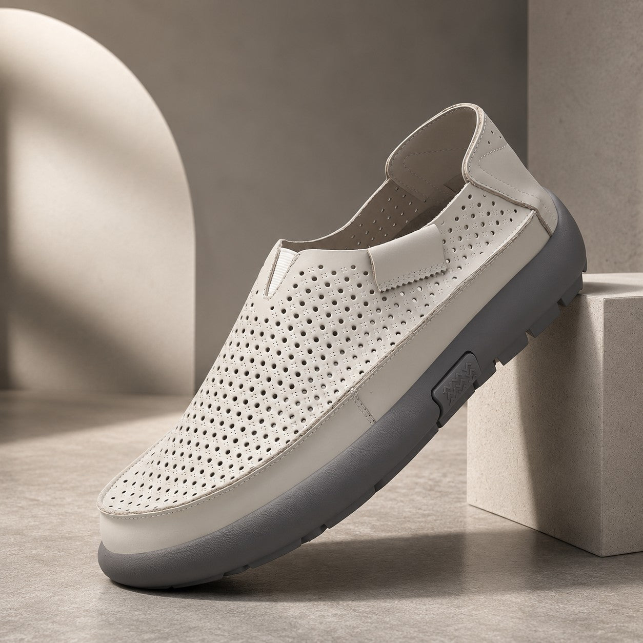 PERFORATED COWHIDE SLIP LOAFER