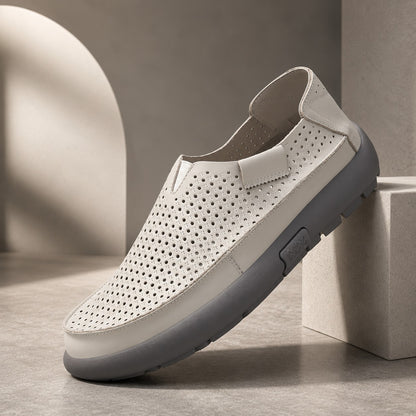 PERFORATED COWHIDE SLIP LOAFER