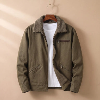 Plush Collar Jacket in Brown