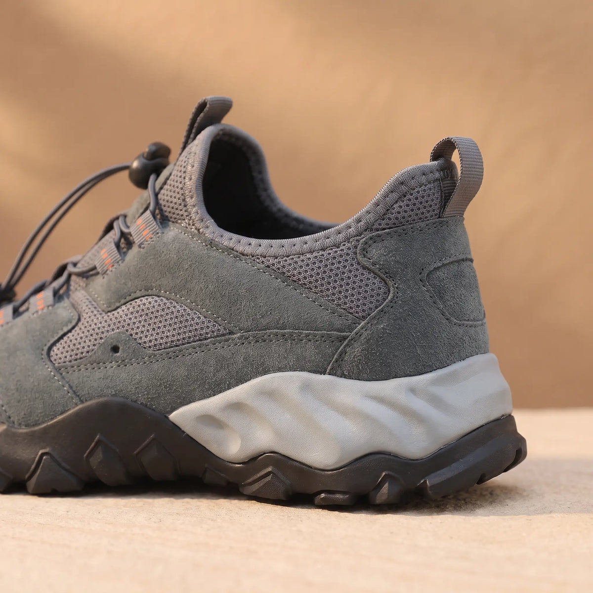 Quick Lace Sneakers in Grey, heel tab and lug sole detail