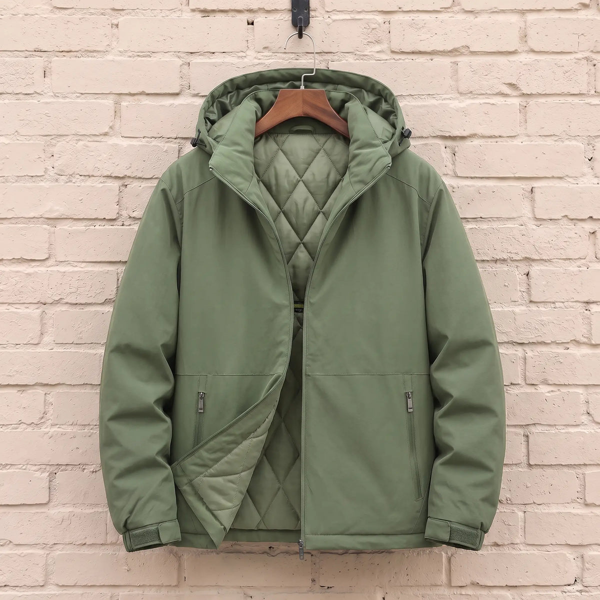 Quilt Lined Jacket in Army Green