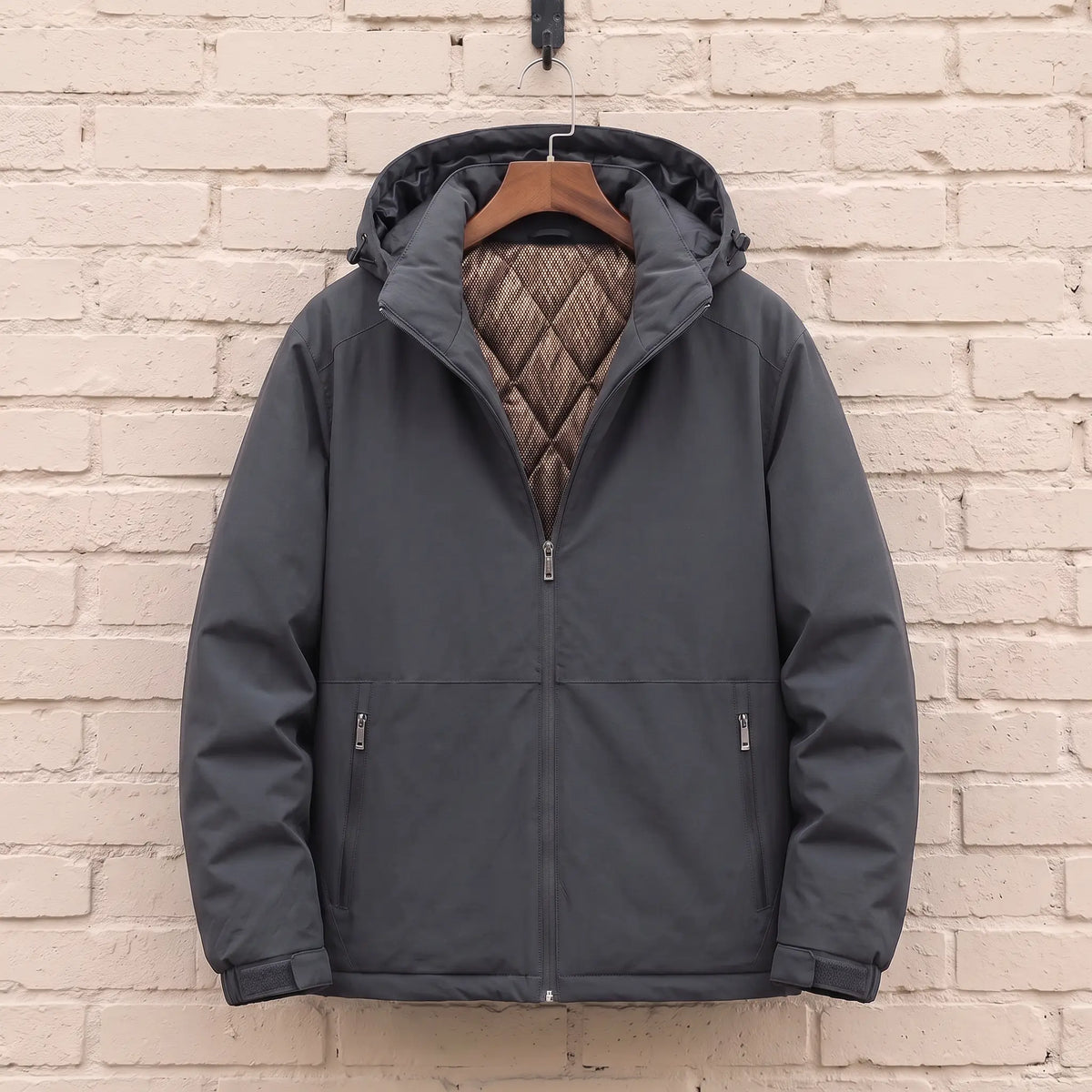Quilt Lined Jacket in Dark Grey