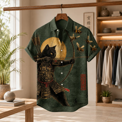 RETRO SAMURAI PRINT SHIRT