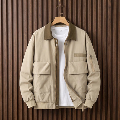 Retro pilot jacket in khaki with contrast collar
