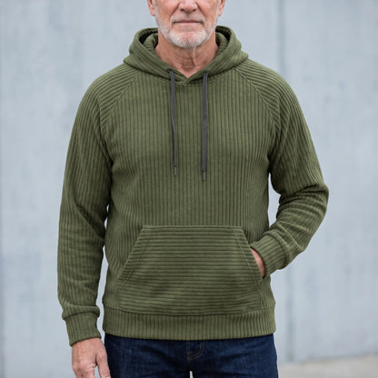 RIBBED PULLOVER HOODIE Green