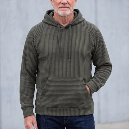 RIBBED PULLOVER HOODIE Grey