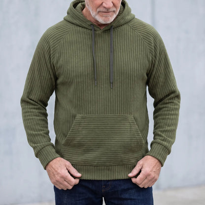 RIBBED PULLOVER HOODIE worn