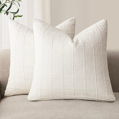 Luneth Linen Check Pillow Cover