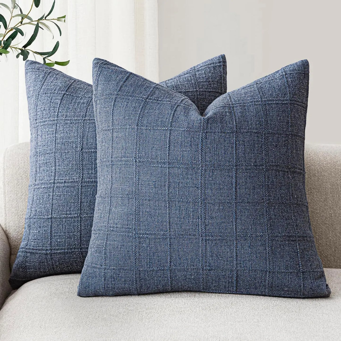 Luneth Linen Check Pillow Cover