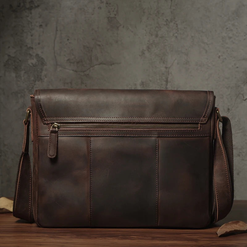 Luxury Cowhide Leather Crossbody Briefcase