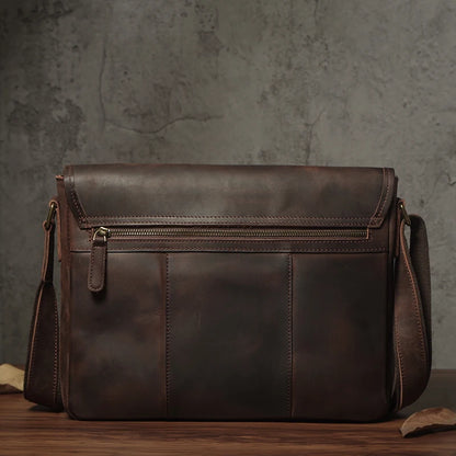 Luxury Cowhide Leather Crossbody Briefcase
