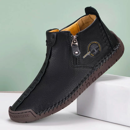 Stitch Leather Ankle Boots