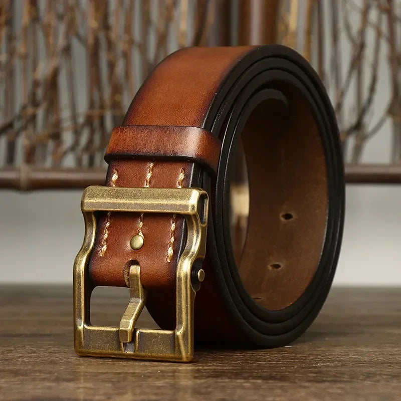Marenzo Brass Leather Belt
