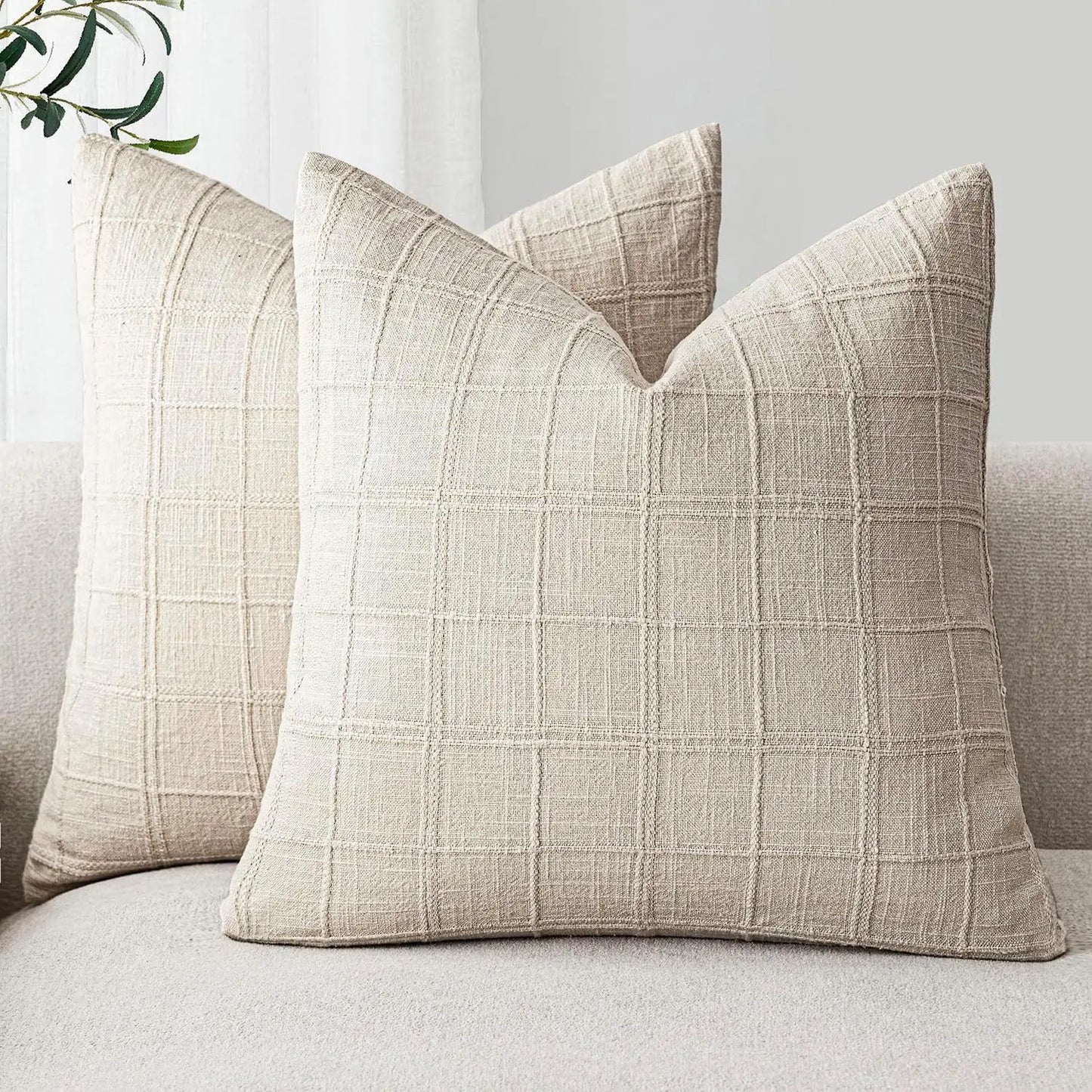 Luneth Linen Check Pillow Cover