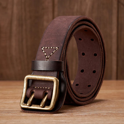 HANDMADE DOUBLE PRONG LEATHER BELT
