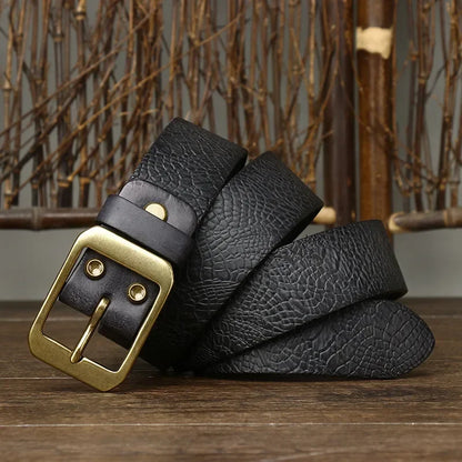 EMBOSSED COWHIDE BELT