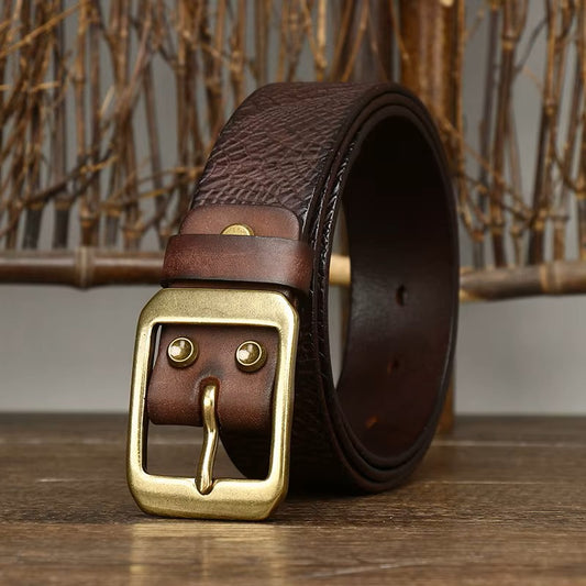 EMBOSSED COWHIDE BELT