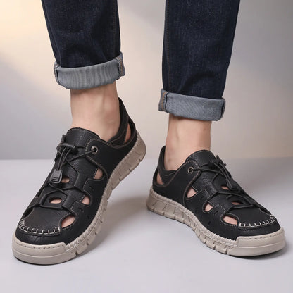 CUTOUT LEATHER SANDALS