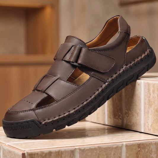 COWHIDE COVERED TOE SANDALS