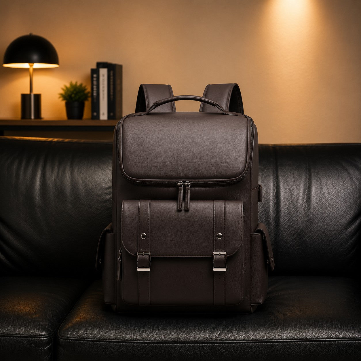 SLEEK PANEL LEATHER BACKPACK
