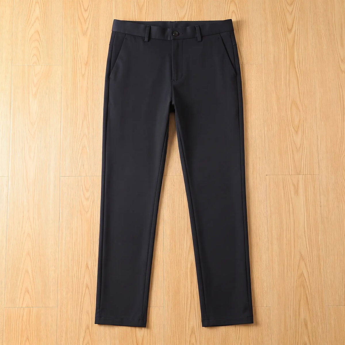 SMART LINED TROUSERS in black, men's fleece-lined slim straight-leg dress trousers