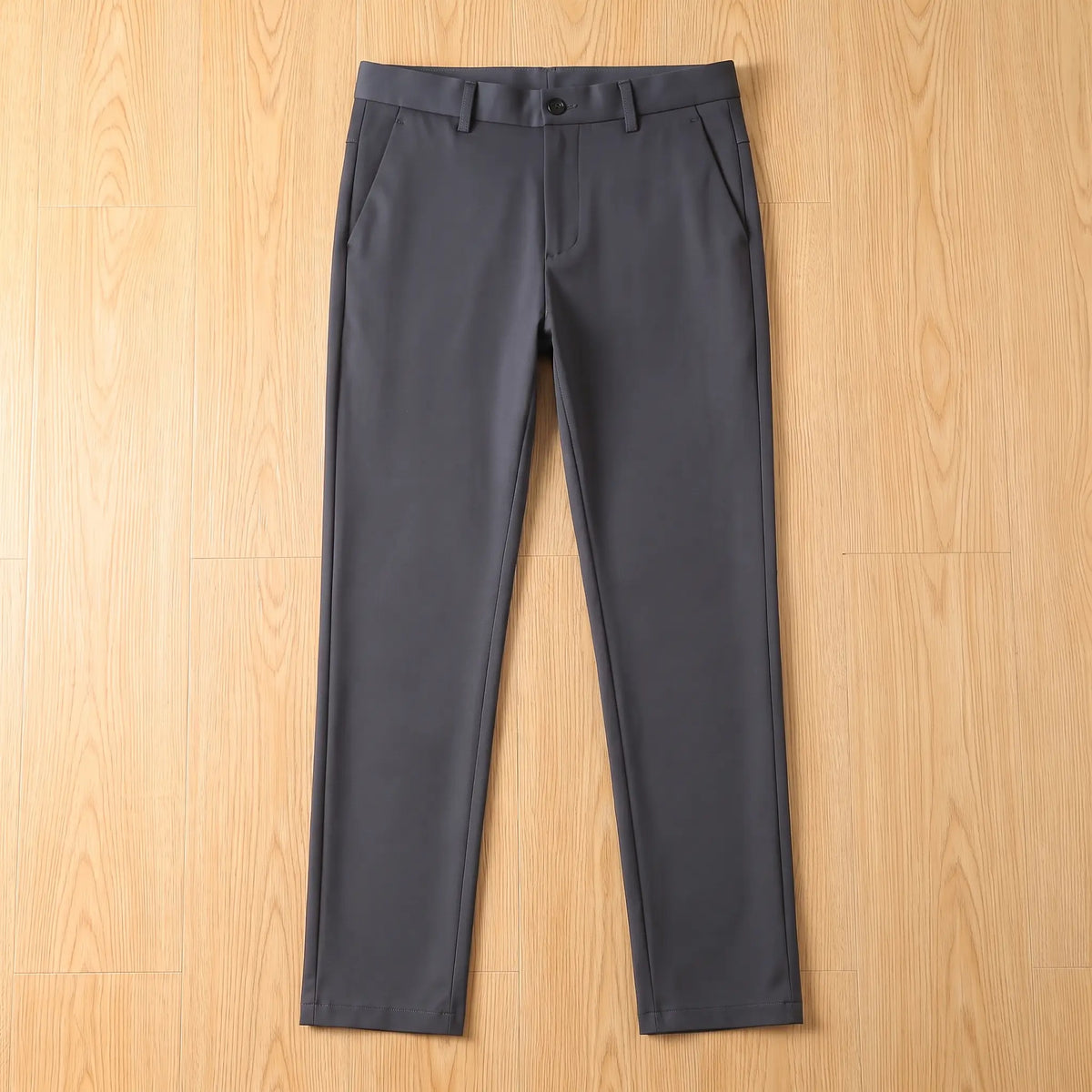 SMART LINED TROUSERS in dark gray, men's fleece-lined slim straight-leg dress trousers