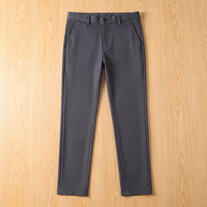 SMART LINED TROUSERS in dark gray, men's fleece-lined slim straight-leg dress trousers