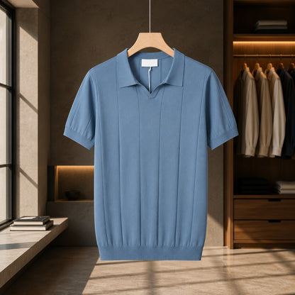 SMOOTH KNIT LAPEL POLO