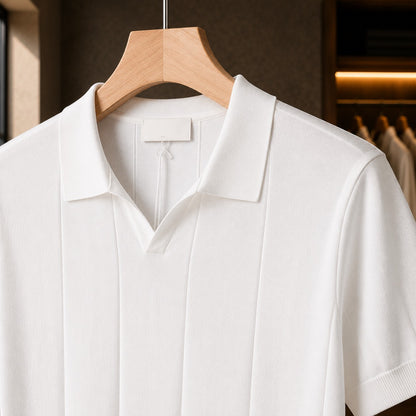 SMOOTH KNIT LAPEL POLO