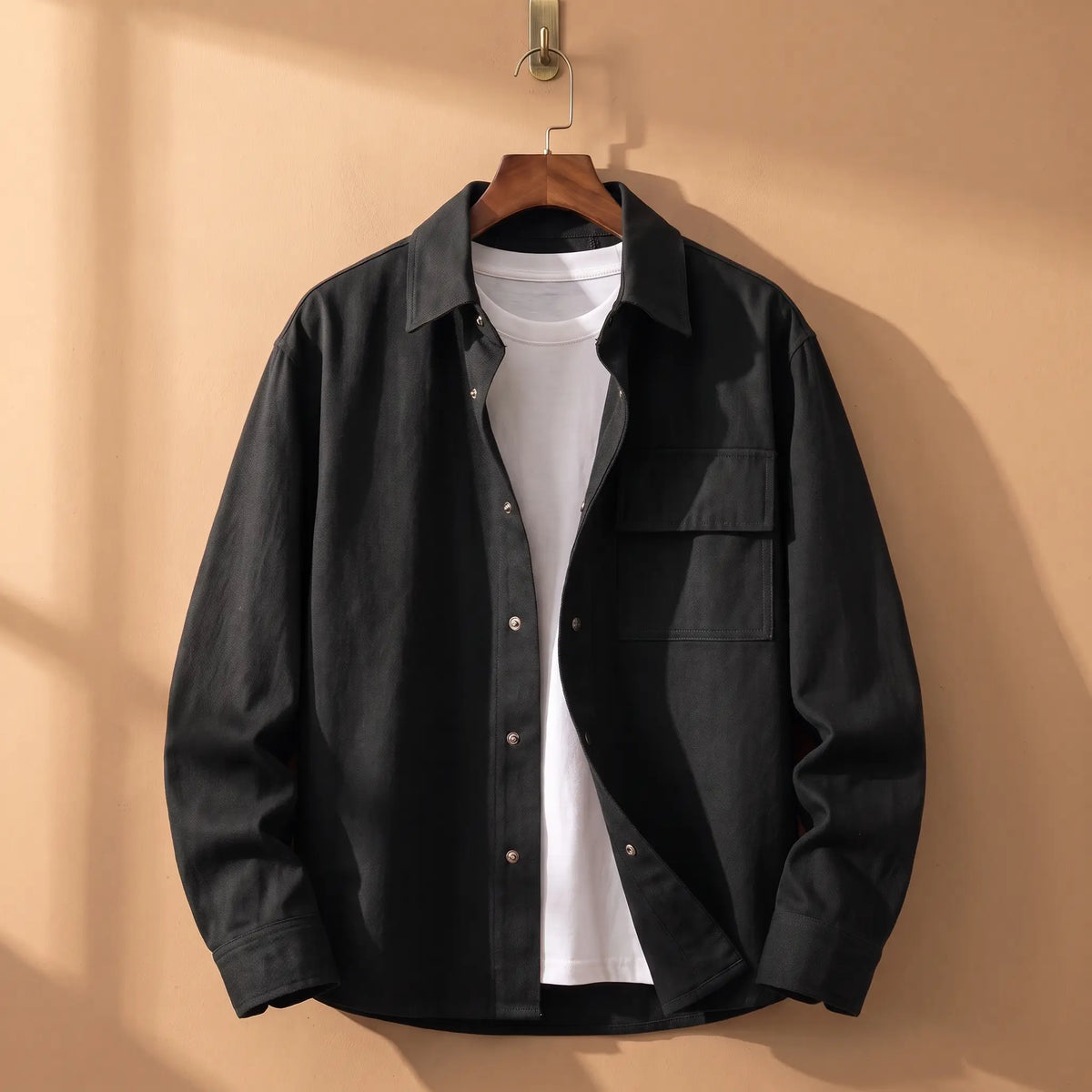 Snap Front Shirt in Black