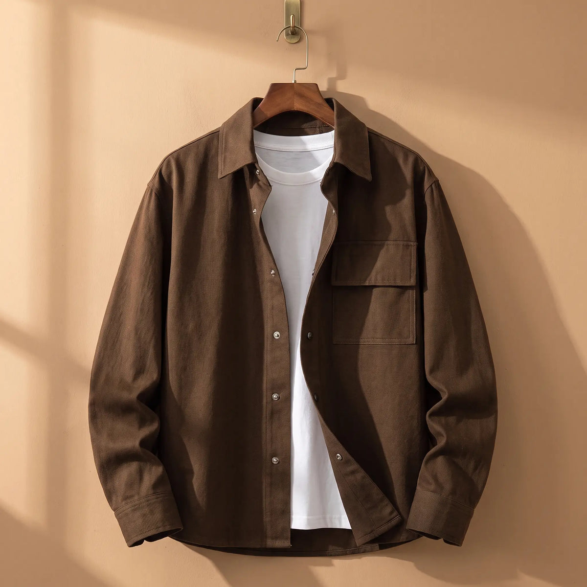 Snap Front Shirt in Brown