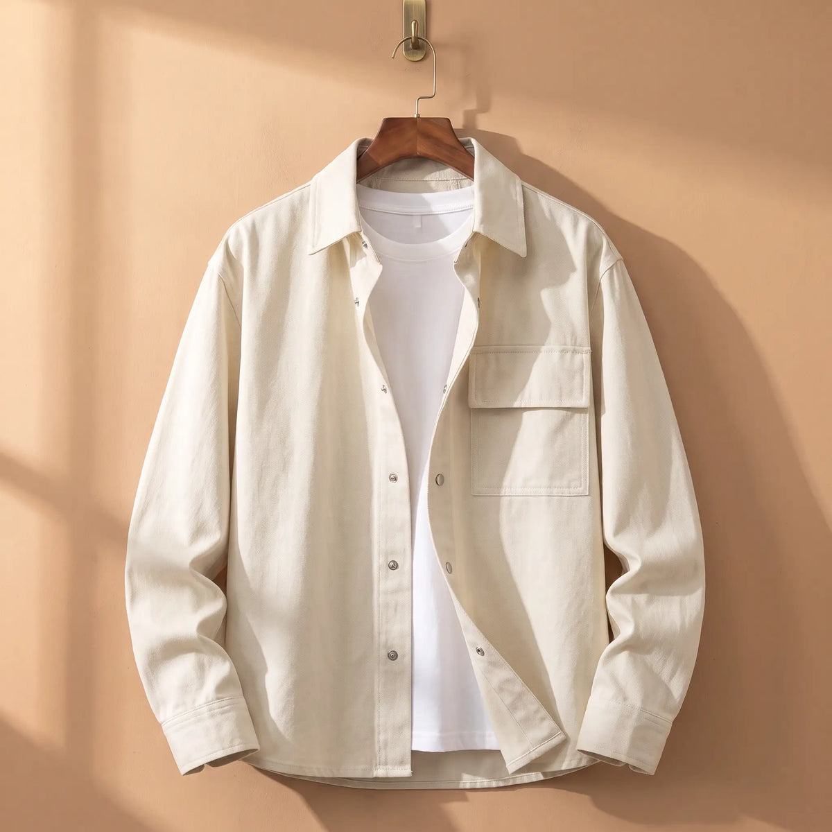 Snap Front Shirt in Cream