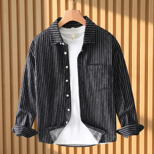 SOFT PINSTRIPE SHIRT Black