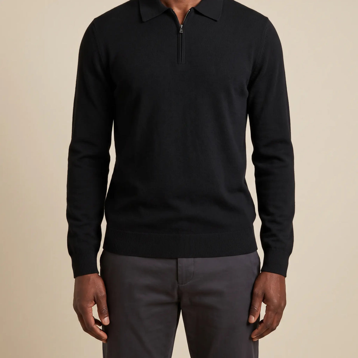 SPREAD COLLAR KNIT Black