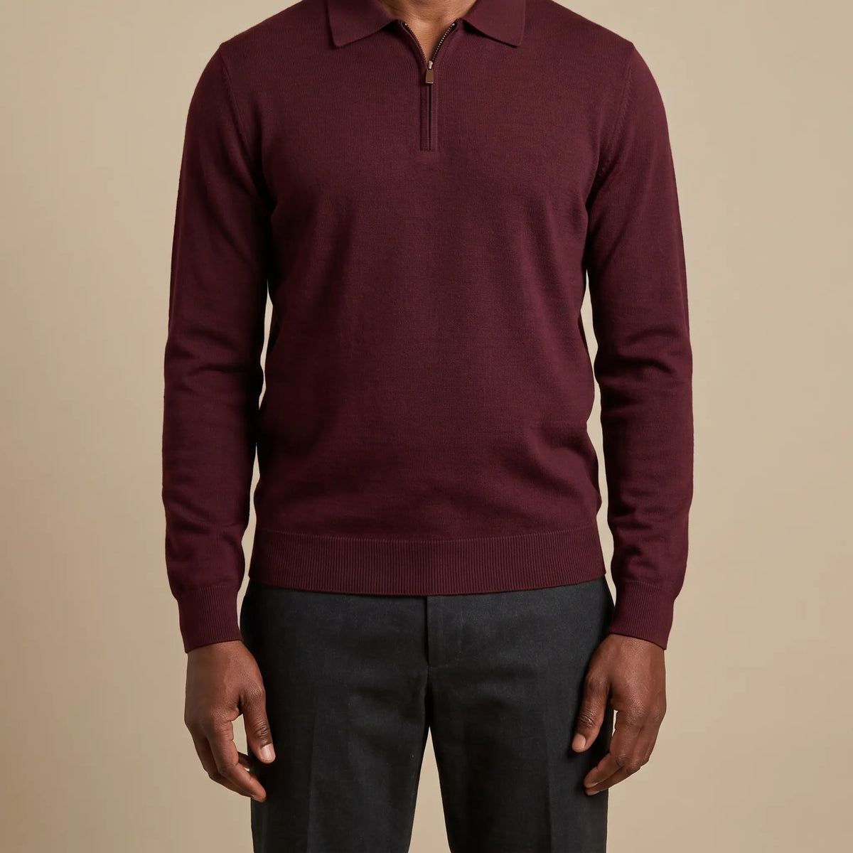 SPREAD COLLAR KNIT Burgundy