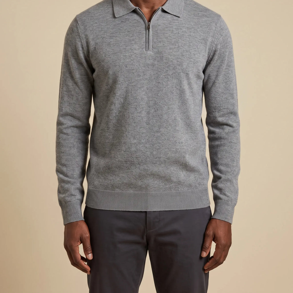 SPREAD COLLAR KNIT Grey