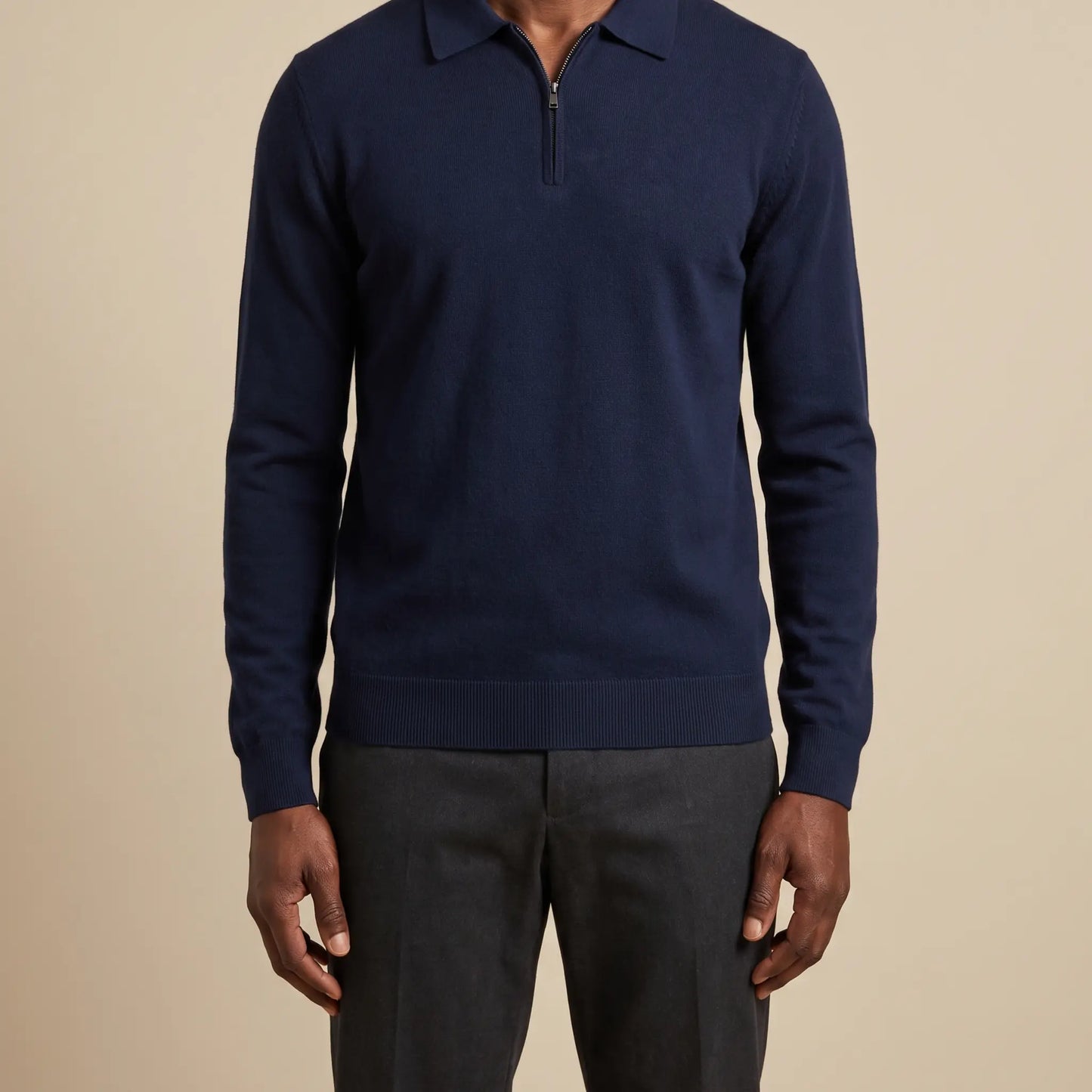SPREAD COLLAR KNIT Navy