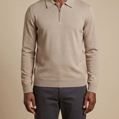 SPREAD COLLAR KNIT Tan