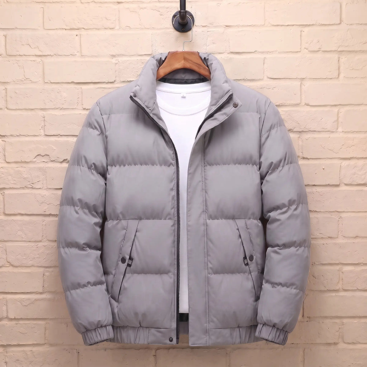 Stand Collar Puffer in Grey