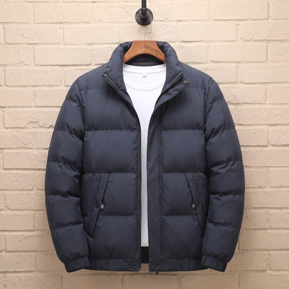 Stand Collar Puffer in Navy Blue