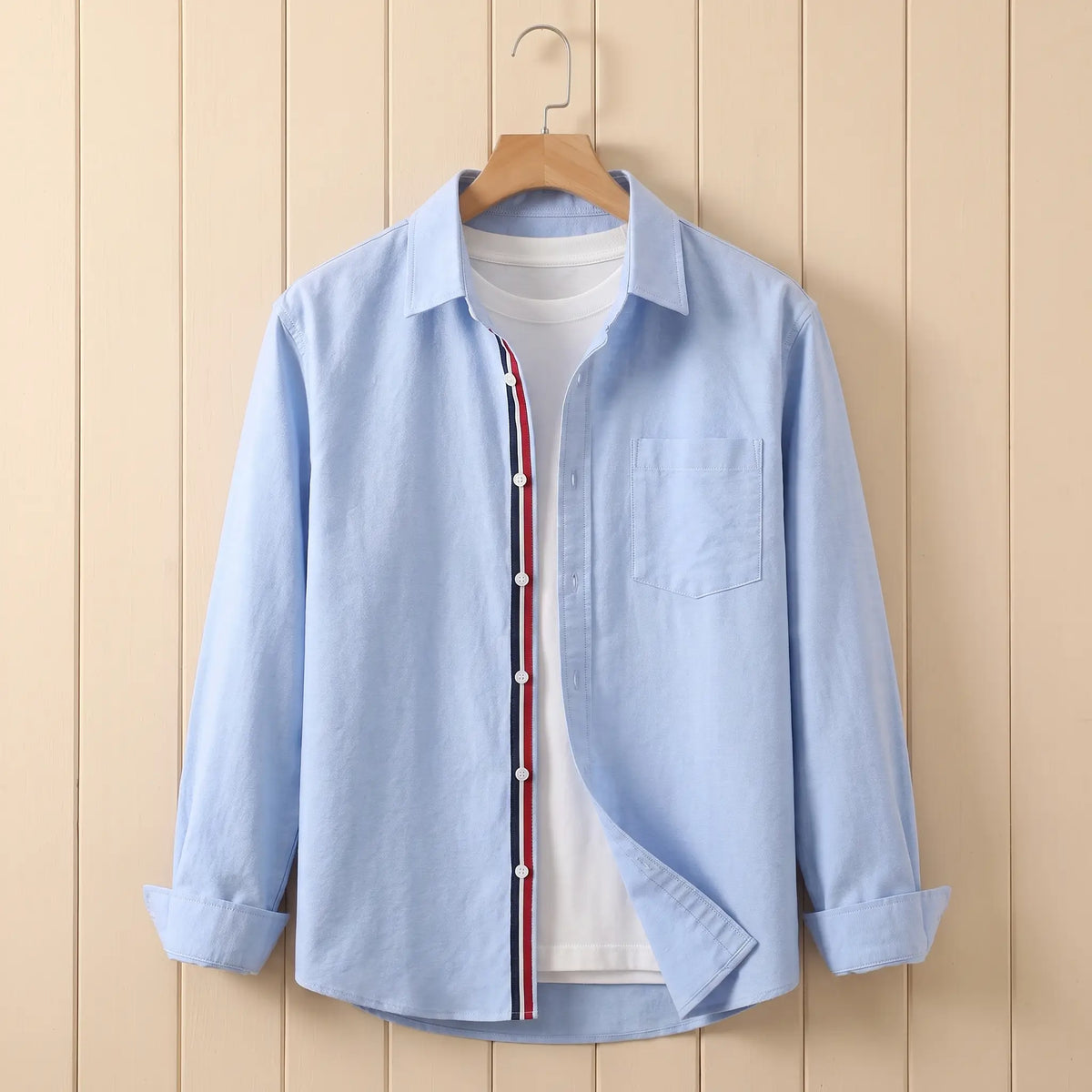 STRIPED PLACKET SHIRT Blue
